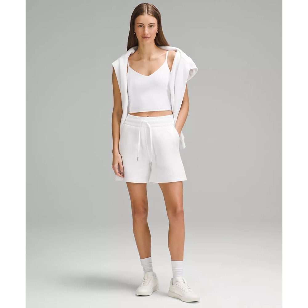 Lululemon Scuba High-Rise Short 5 White Cotton Fleece Relaxed Fit Size 10 NEW